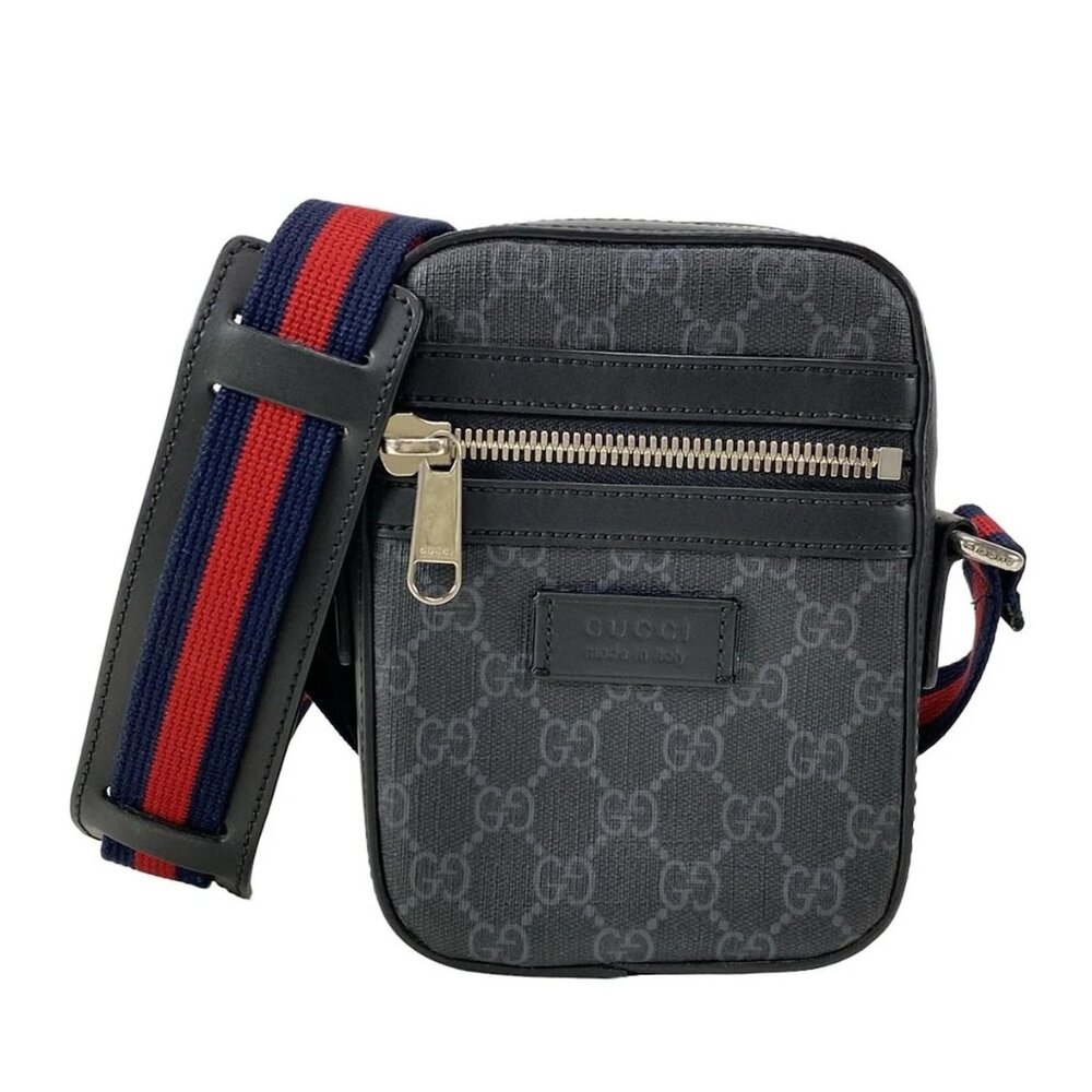 GUCCI GG Supreme Messenger Bag Black Gray Multi PVC Leather - 762-073125 - Picture 1 of 14
